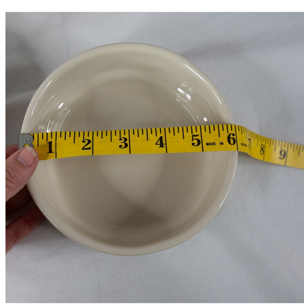 Longaberger Woven Traditions 6" Bowls Set of 4 Ivory Blue Excellent Pottery - Picture 5 of 9